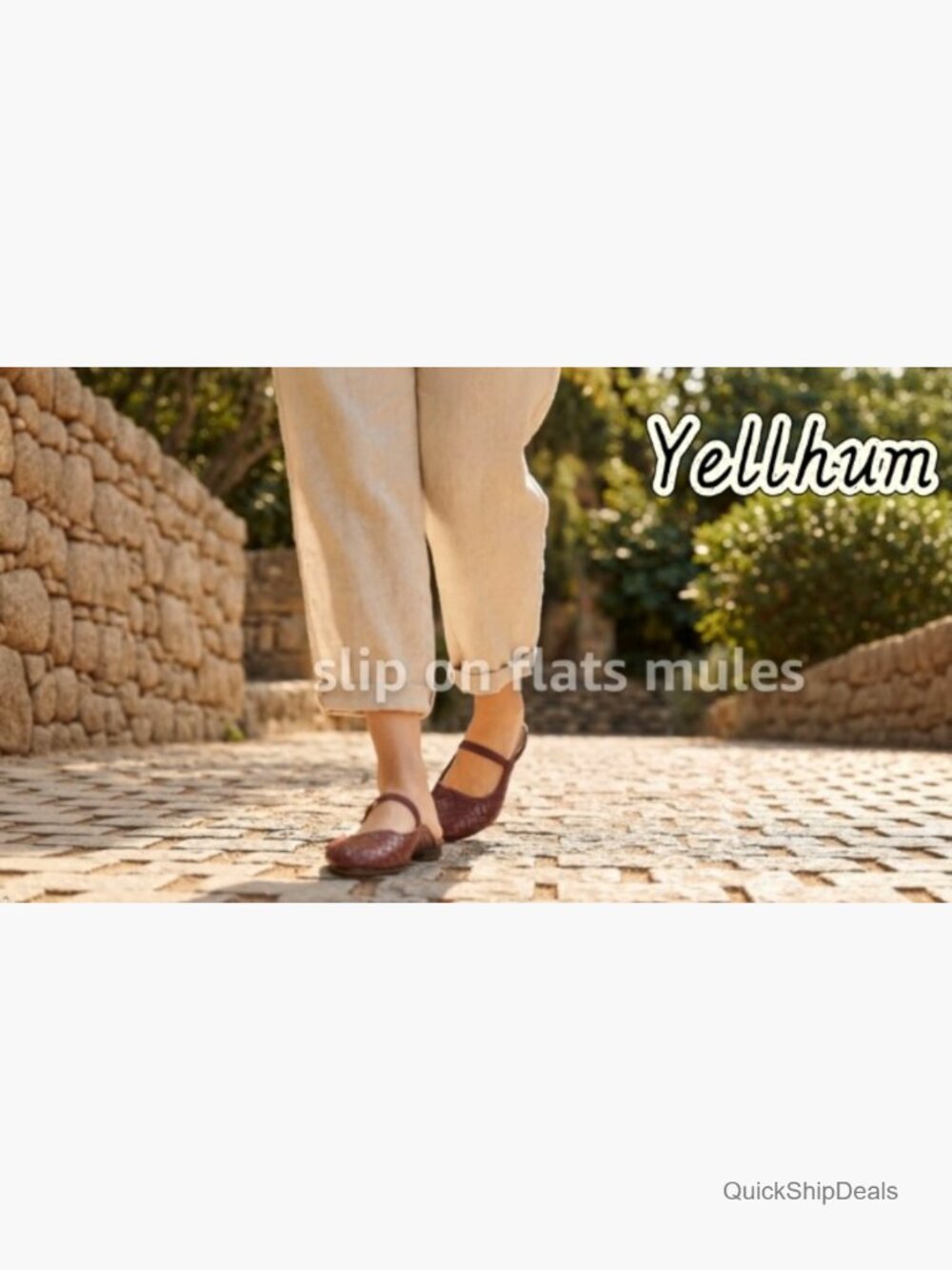 Faux Suede Square Toe Mules with Straps Slip On Flats - Picture 6 of 7